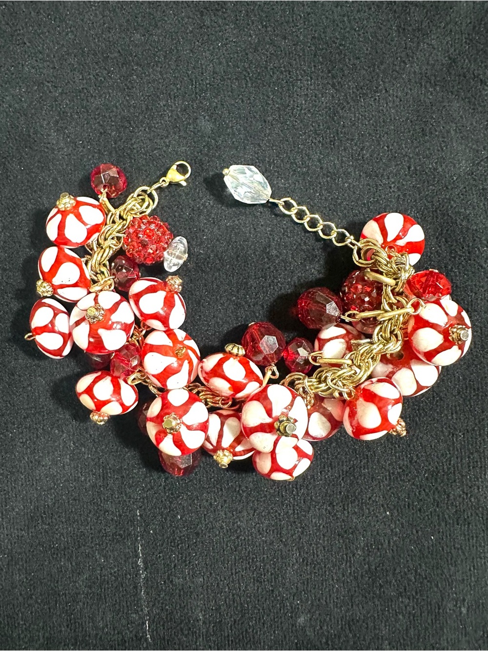 Vtg: UpCycled Glass Cha Cha Charm Bracelet